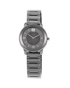 Women's Trend Stainless Steel Grey Crystal Pave Dial Watch