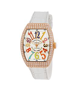 Women's Vanguard Lady Leather and Rubber White Dial Watch