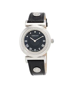 Women's Vanity Leather Black Dial Watch