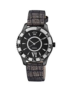 Women's Venice Leather Black Dial Watch
