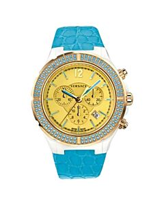 Women's Versace Chronograph Leather Yellow Dial Watch