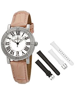 Women's Wildflower Pink Genuine Leather Silver-Tone Dial
