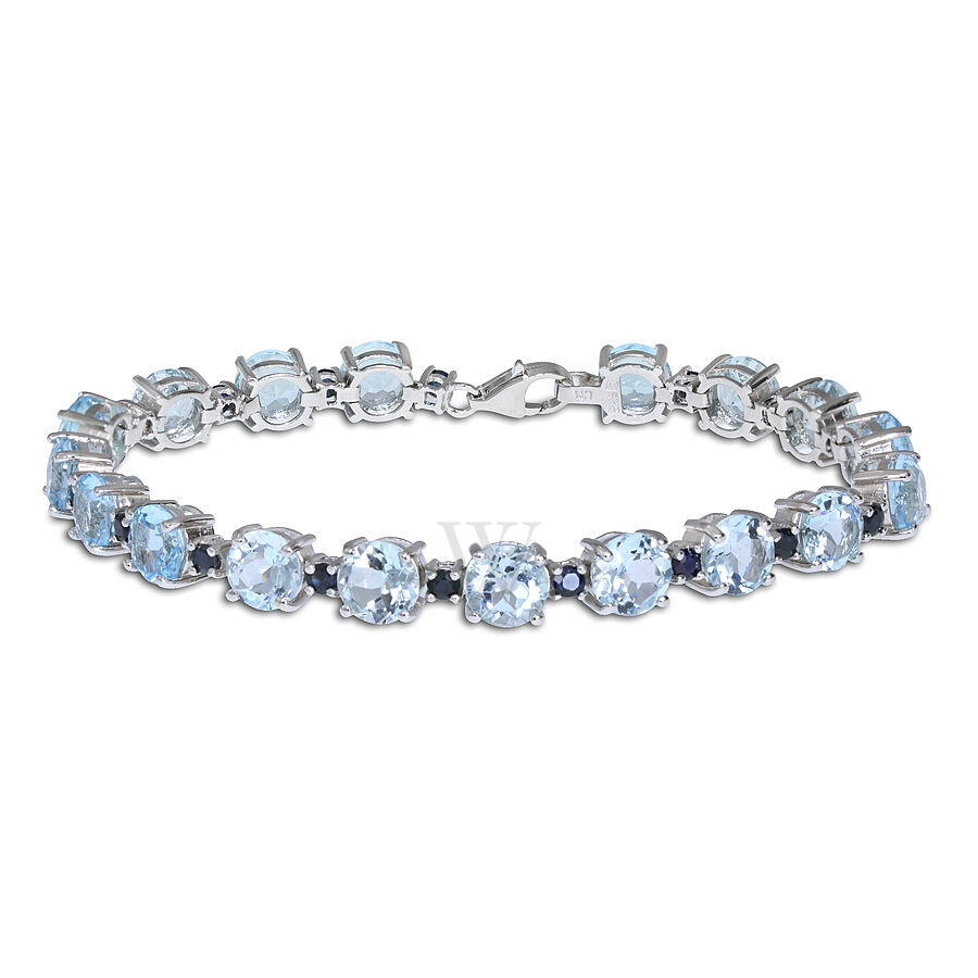 29 1/2 CT TGW Blue Topaz - Sky Sapphire Bracelet Silver Length (inches): 7.75