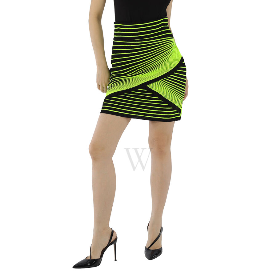 Ladies Black Striped Knit Mini Skirt