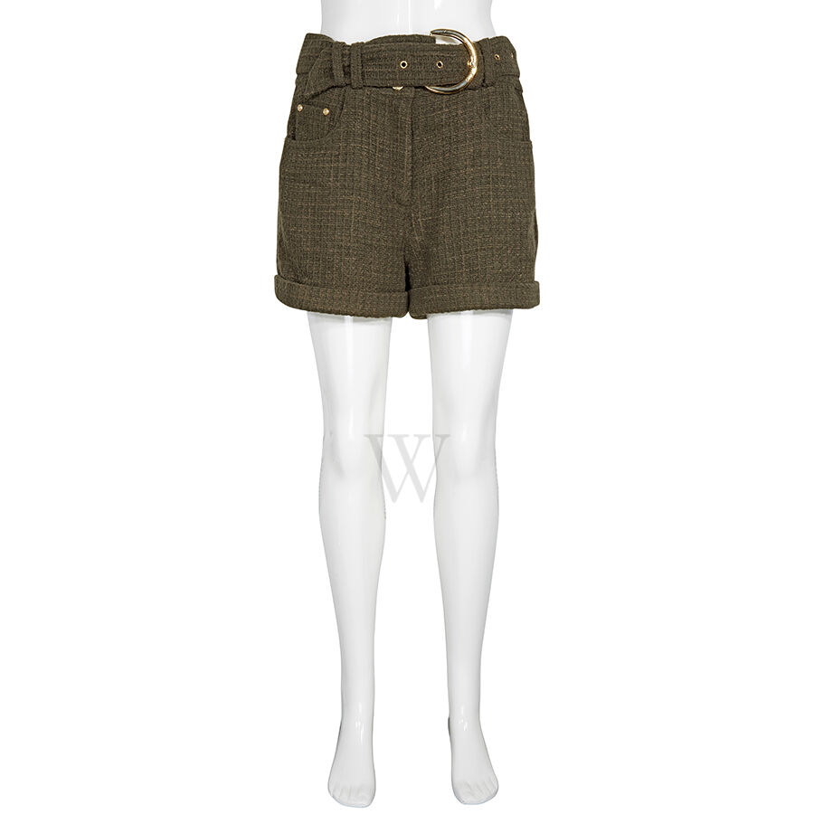 Ladies Shorts . Khaki Short Tae Haut Centr Tweed, Brand Size 40
