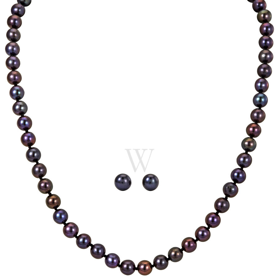 Black Freshwater Pearl Boxed Jewelry Set SET-E