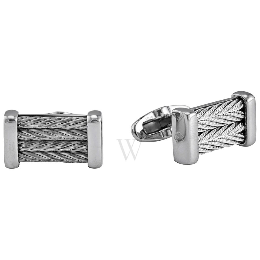 Chevron Men's Steel Cable Cufflinks- Grey
