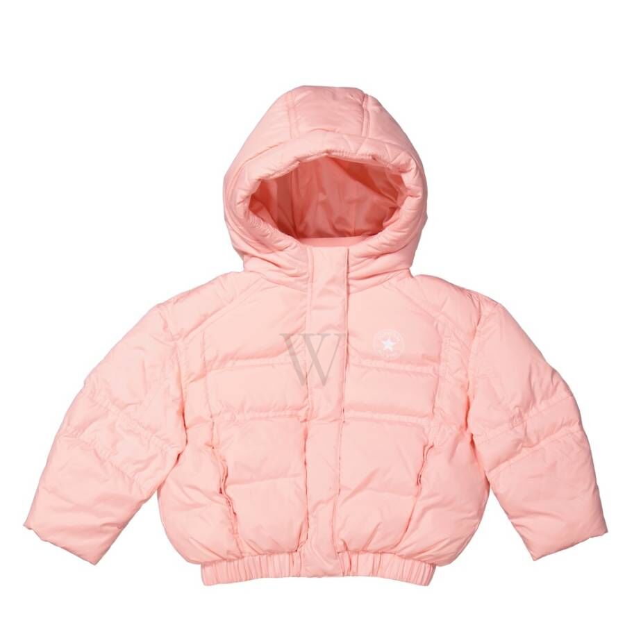 Girls Bleached Coral Logo Puffer Jacket