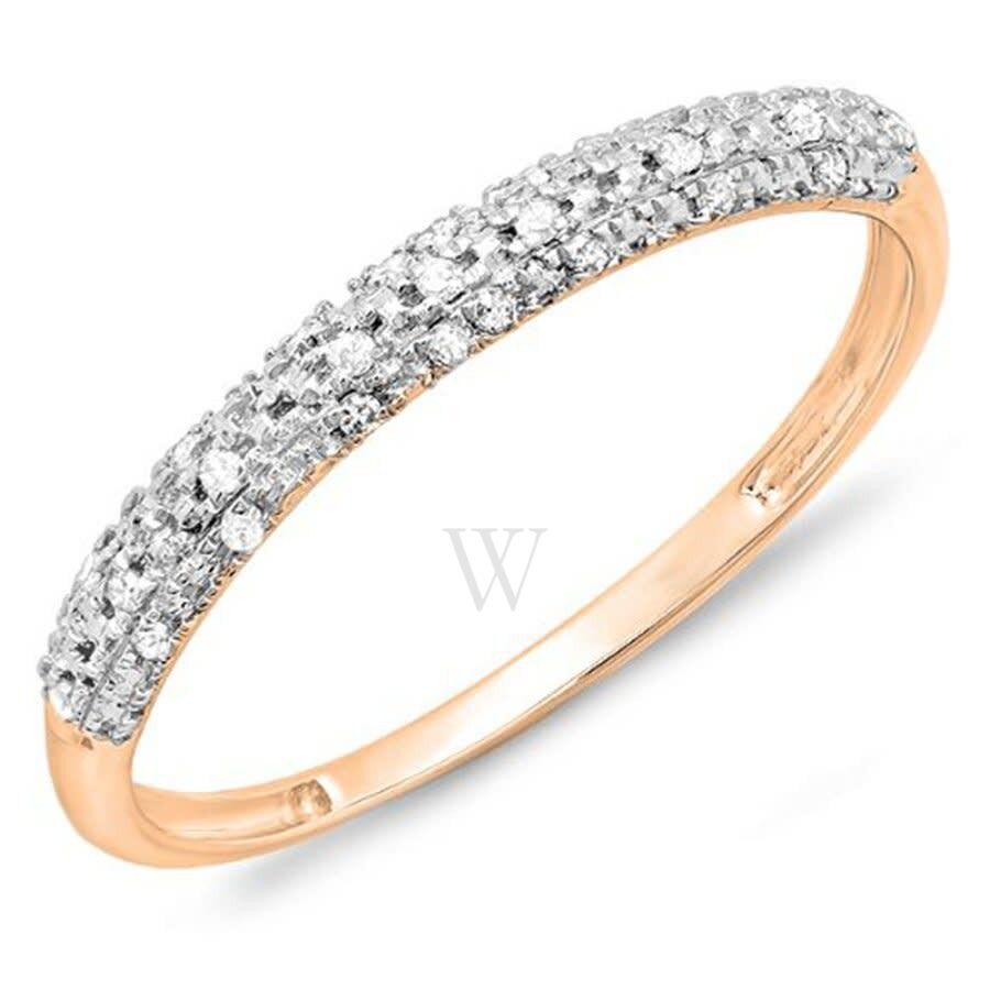 Dazzlingrock Collection 0.10 Carat (ctw) 14k Round Diamond Ladies Anniversary Wedding Band Stackable Ring 1/10 CT, Rose Gold, Size 6