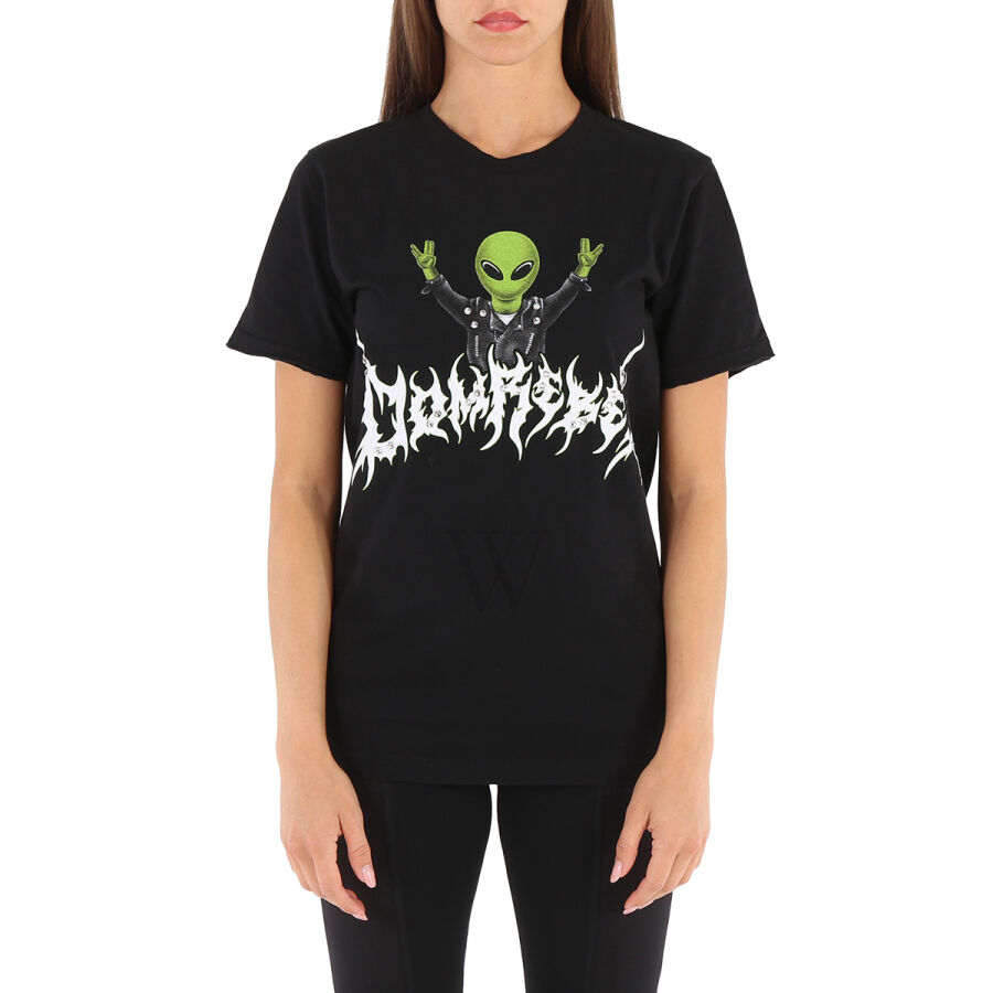 Alien Print T-Shirt in Black
