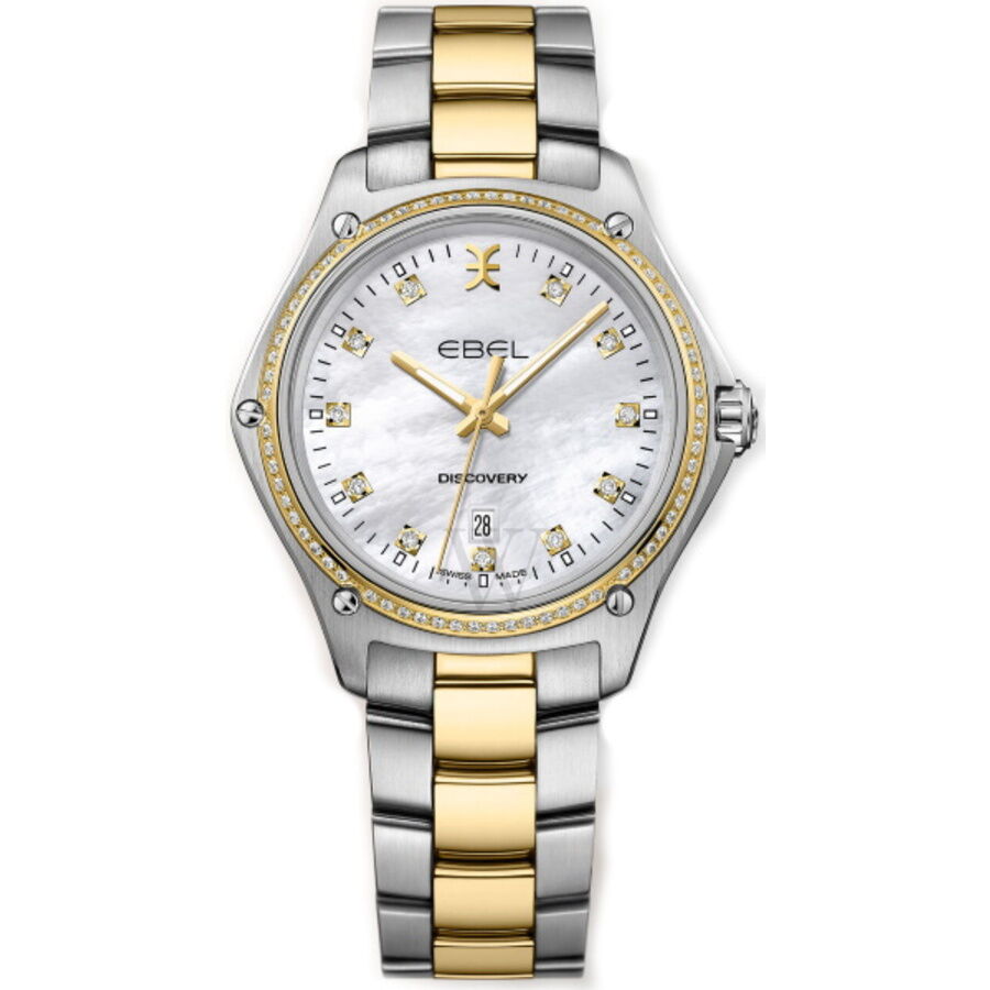 Women's Discovery Stainless Steel and 18kt Yellow Gold Mother of Pearl Dial Watch