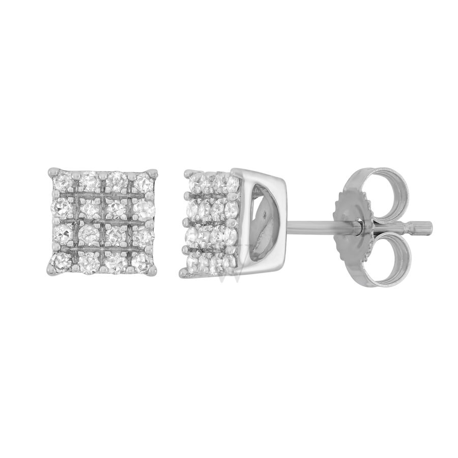 0.20 cttw 10k White Gold Diamond Square Earring (H-I, I1-I2) ER1044B_W