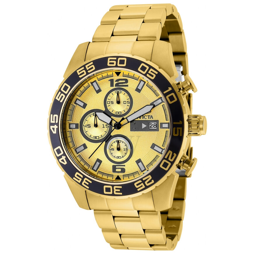 Men's Specialty Chronograph Gold-plated Stainless Steel Champagne Dial Watch