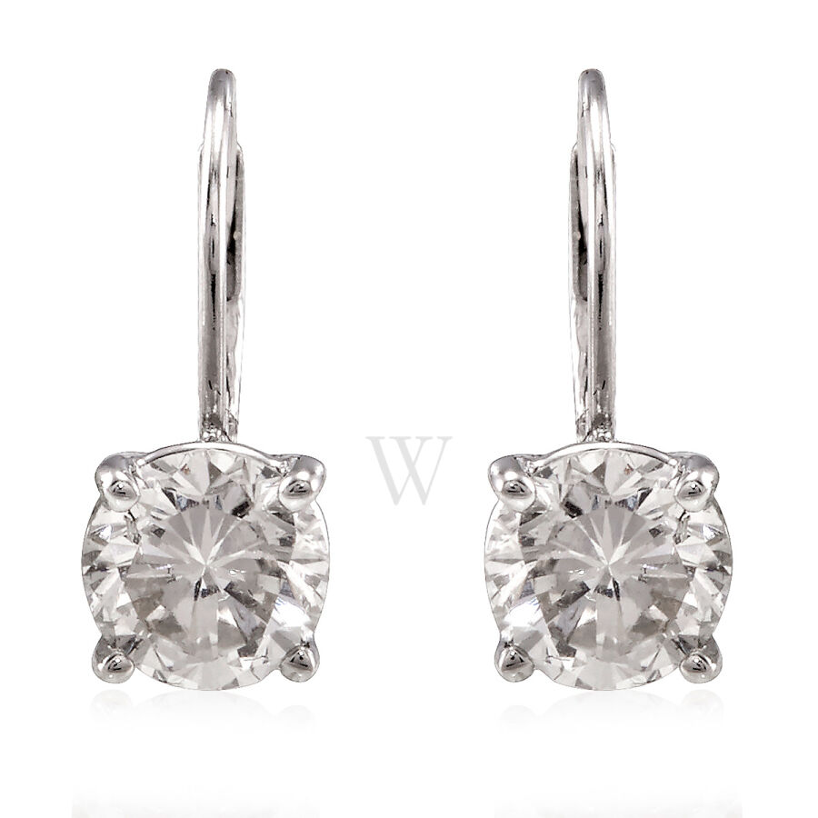 1.50 Carat Natural White Diamonds Dangle Style Earrings In 14k White Gold With Lever Back (J-K, I2-I3)
