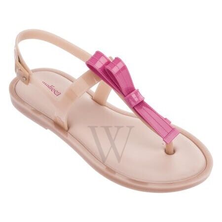 Ladies Sandal Pink Flat Thong Thin Bow, Brand Size 5