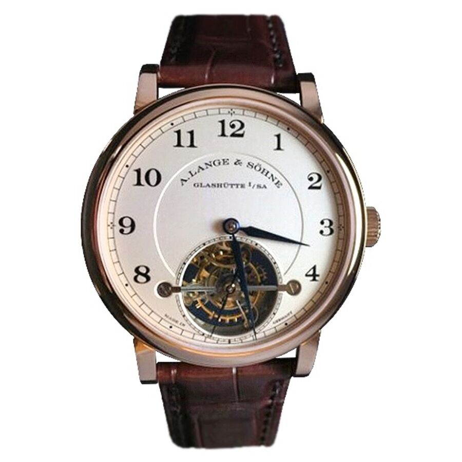 Men's 1815 Tourbillon Alligator Leather Silver Dial Watch