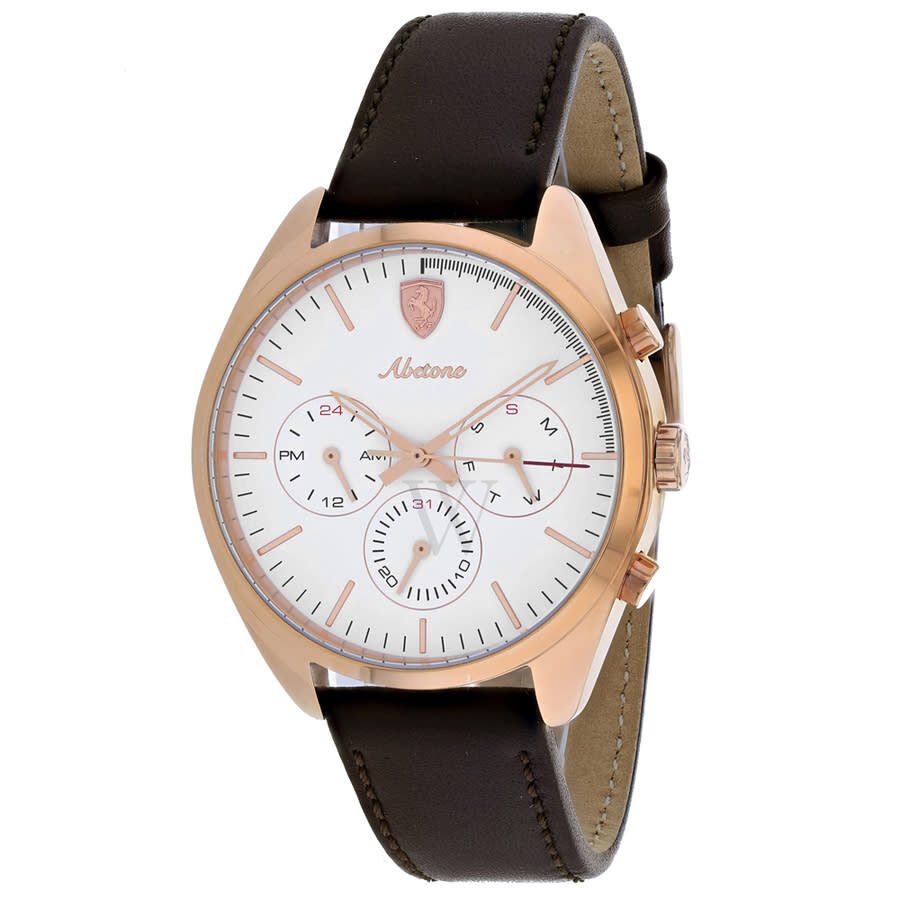 Men's Abetone (Calfskin) Leather White Dial Watch