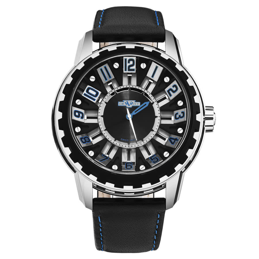Men's Academia Leather Black Dial Watch