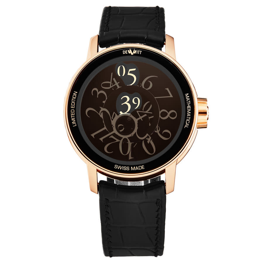 Men's Academia Mathematical Leather Black Dial Watch
