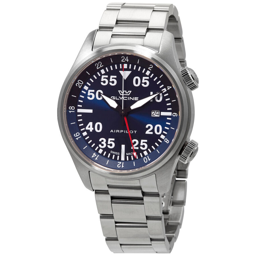 Men's Airpilot GMT Stainless Steel Blue Dial Watch