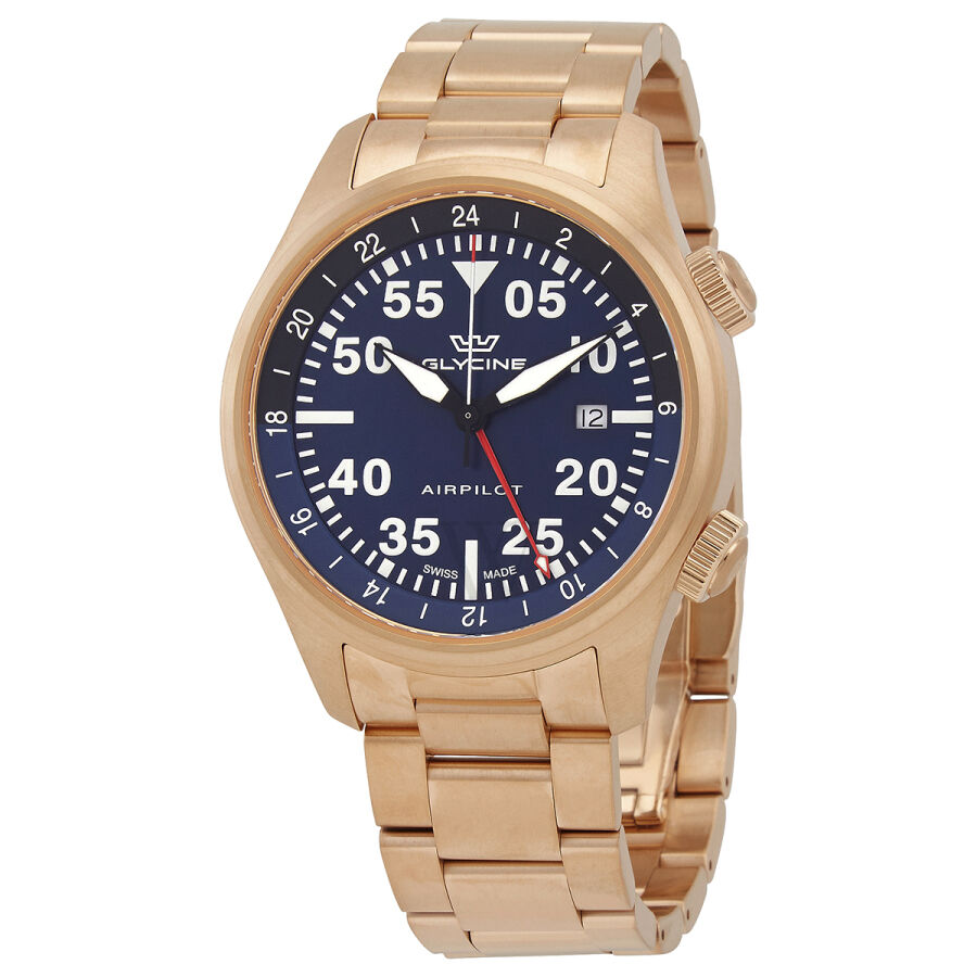 Men's Airpilot GMT Stainless Steel Blue Dial Watch