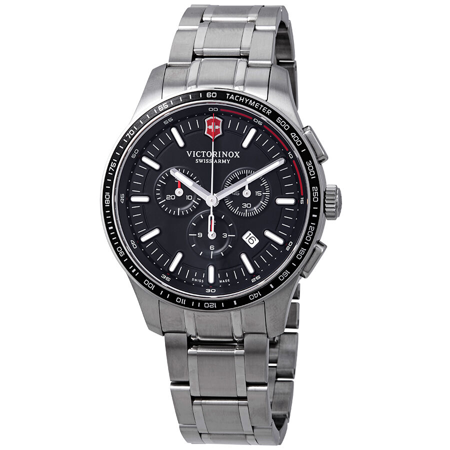 Men's Alliance Sport Chronograph Stainless Steel Black Dial Watch