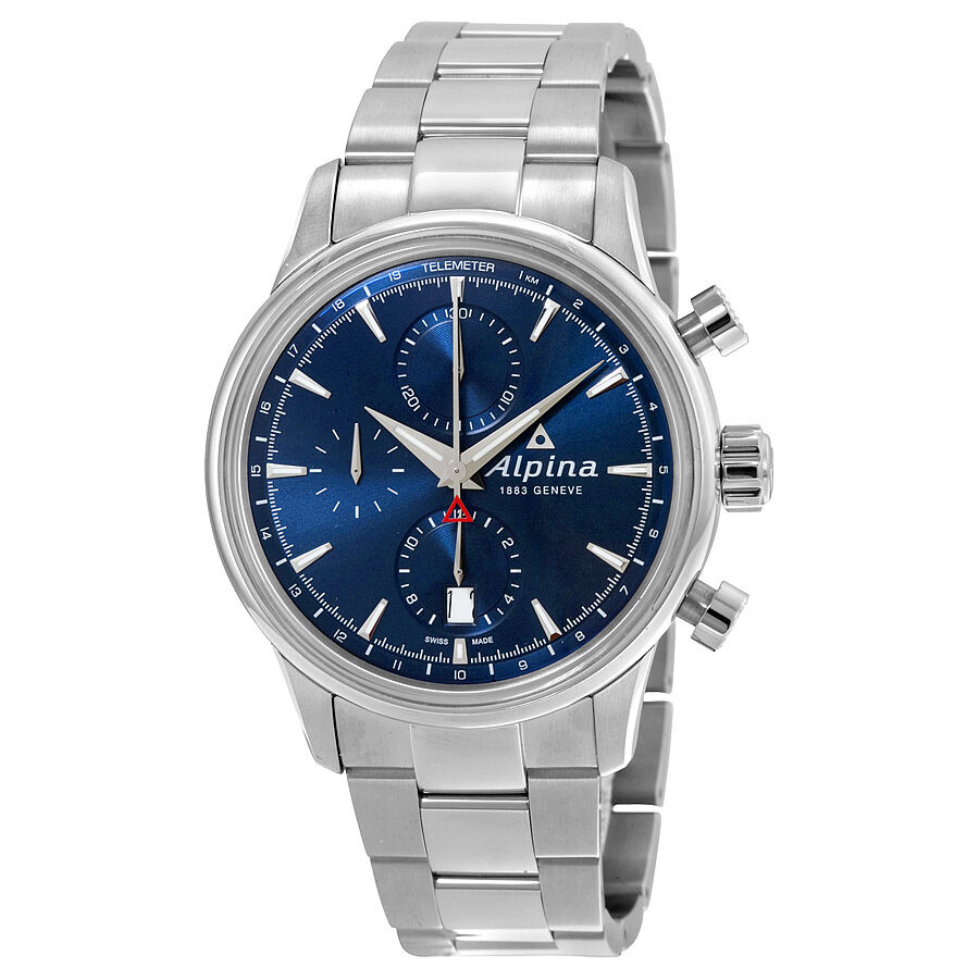 Men's Alpiner Chronograph Stainless Steel Sunray Navy Dial Watch