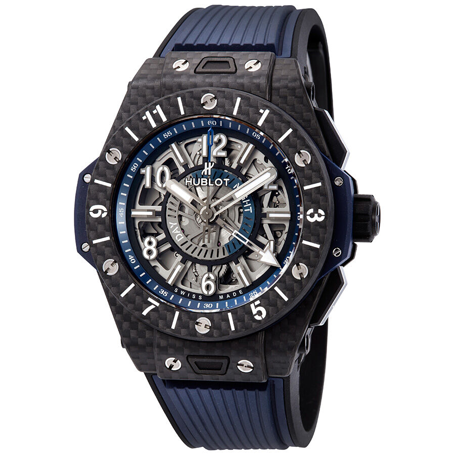 Men's Big Bang Unico Structured Lined Rubber Black Skeleton Dial Watch