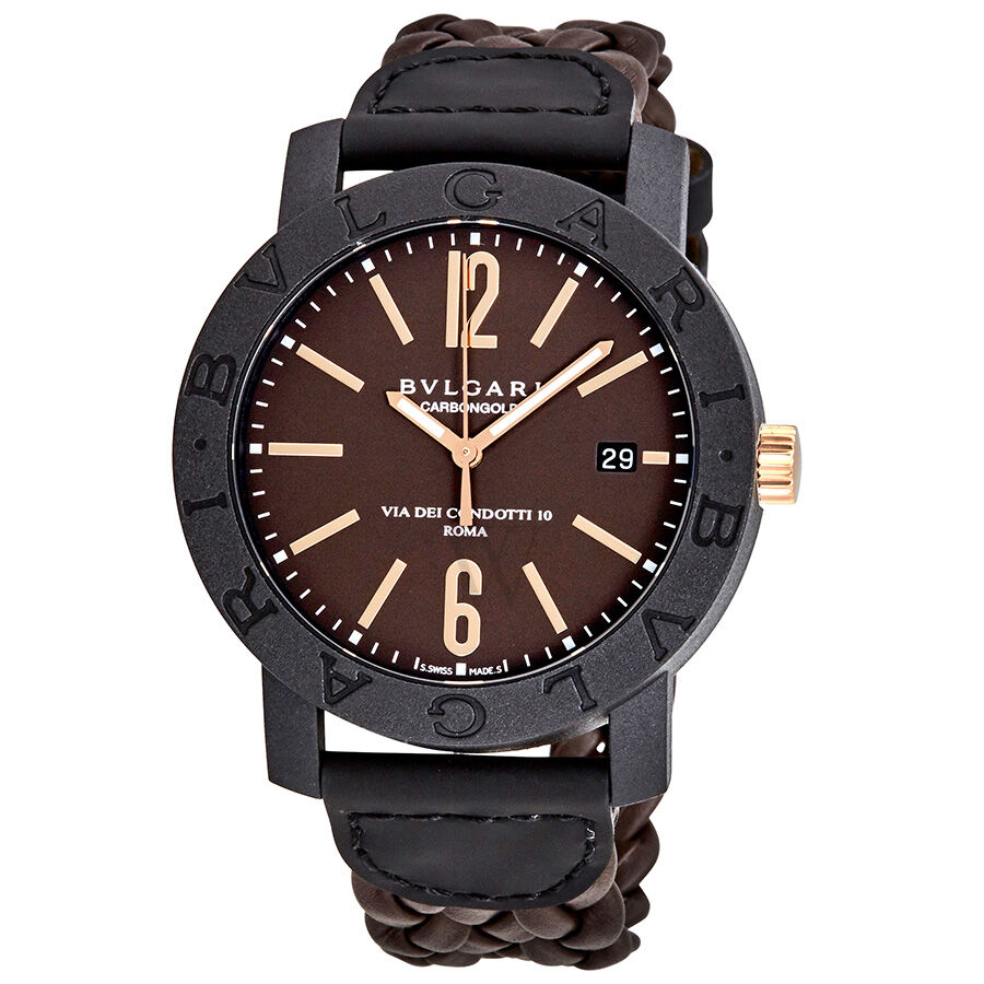 Men's   Woven (Calfskin) Leather Brown Dial Watch