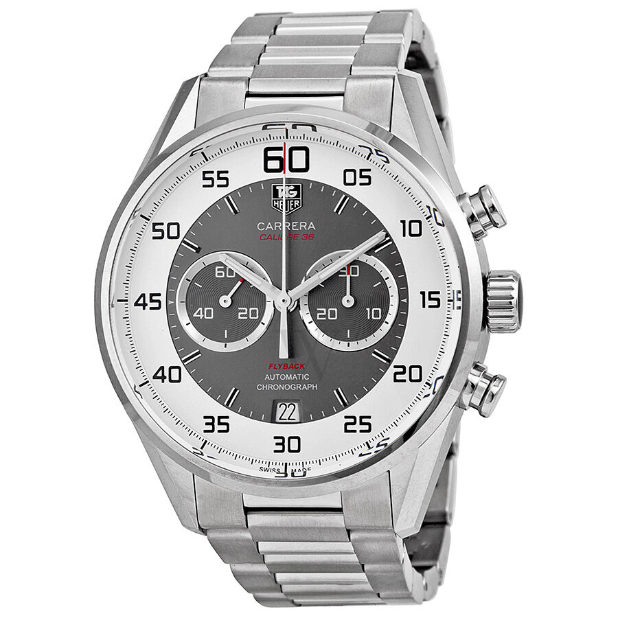 Men's Carrera 36 Flyback Automatic Chronograph 43mm Stainless Steel Grey Dial Watch