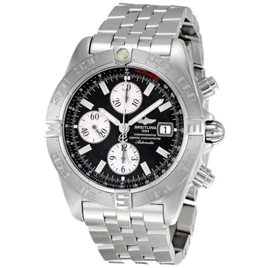 Men's Chrono Galactic Chronograph Stainless Steel Black Dial Watch