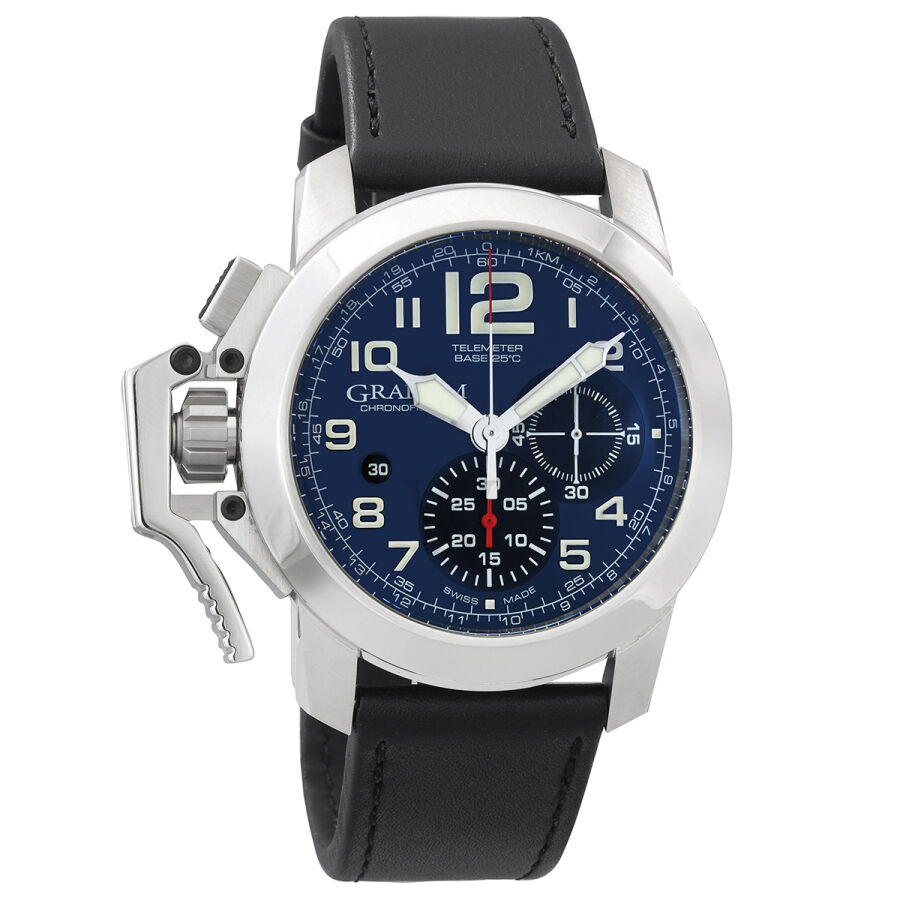 Men's Chronofighter Chronograph Leather Blue Dial Watch