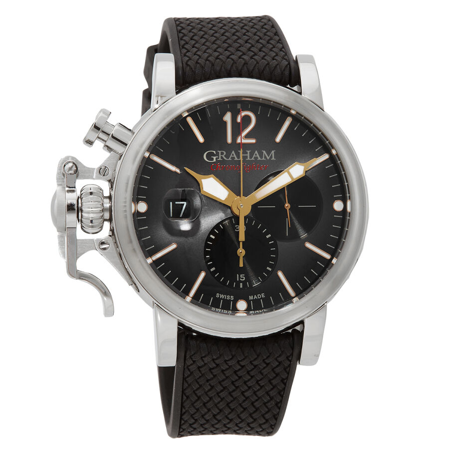 Men's Chronofighter Grand Vintage Chronograph Rubber Black Dial Watch