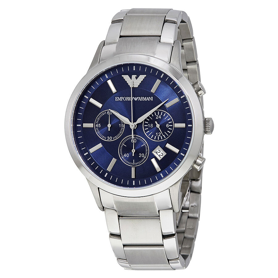 Men's Chronograph Stainless Steel Navy Blue Dial Watch