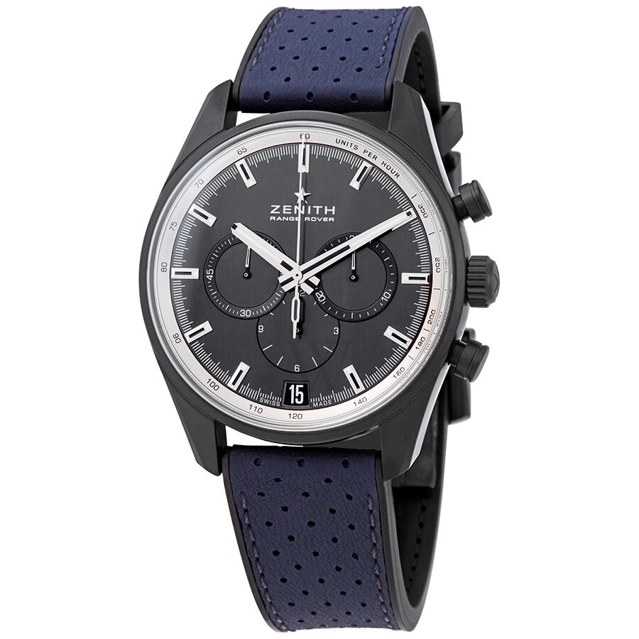 Men's Chronomaster El Primero Chronograph Calfskin Leather Grey Dial Watch