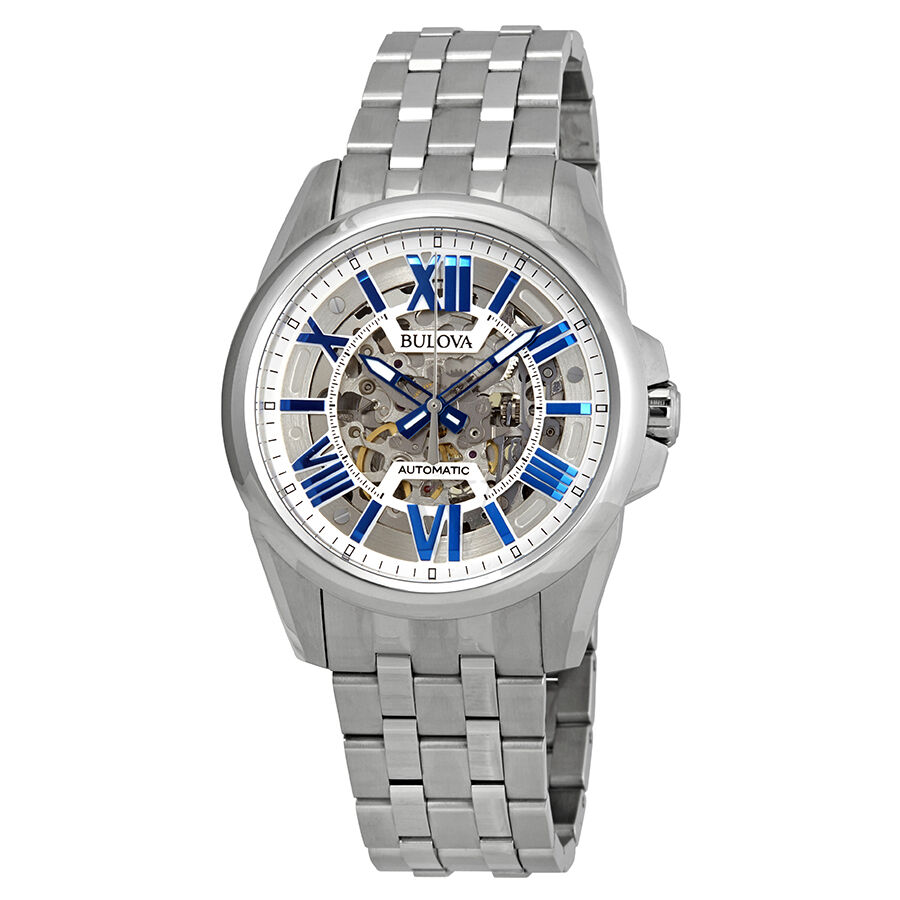 Men's Classic Stainless Steel Silver (Skeleton Center) Dial Watch