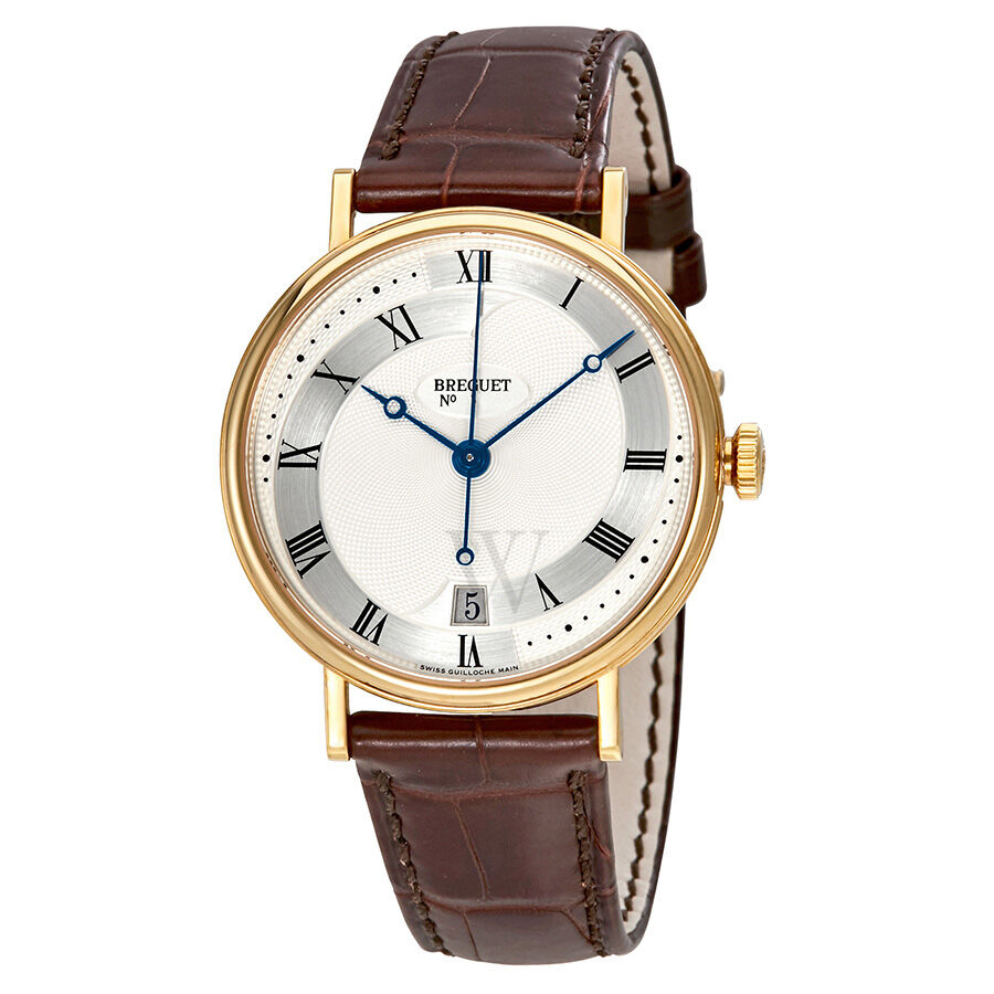 Men's Classique Leather Silver Guilloche Dial Watch