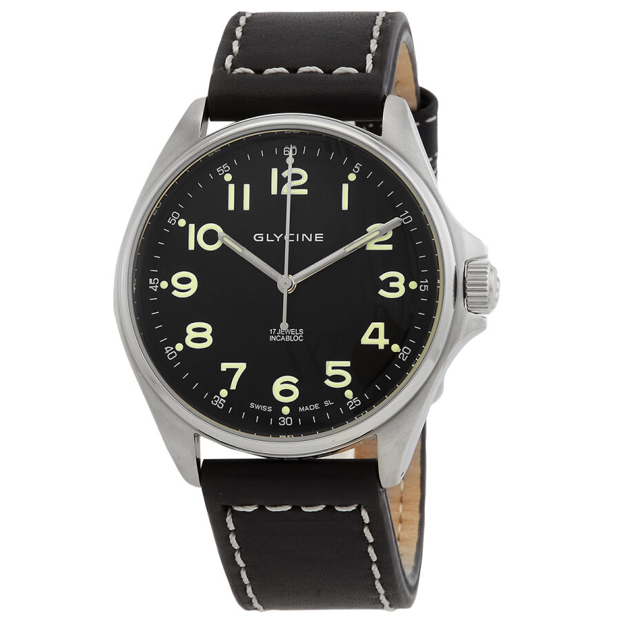 Men's Combat 6 Leather Black Dial Watch