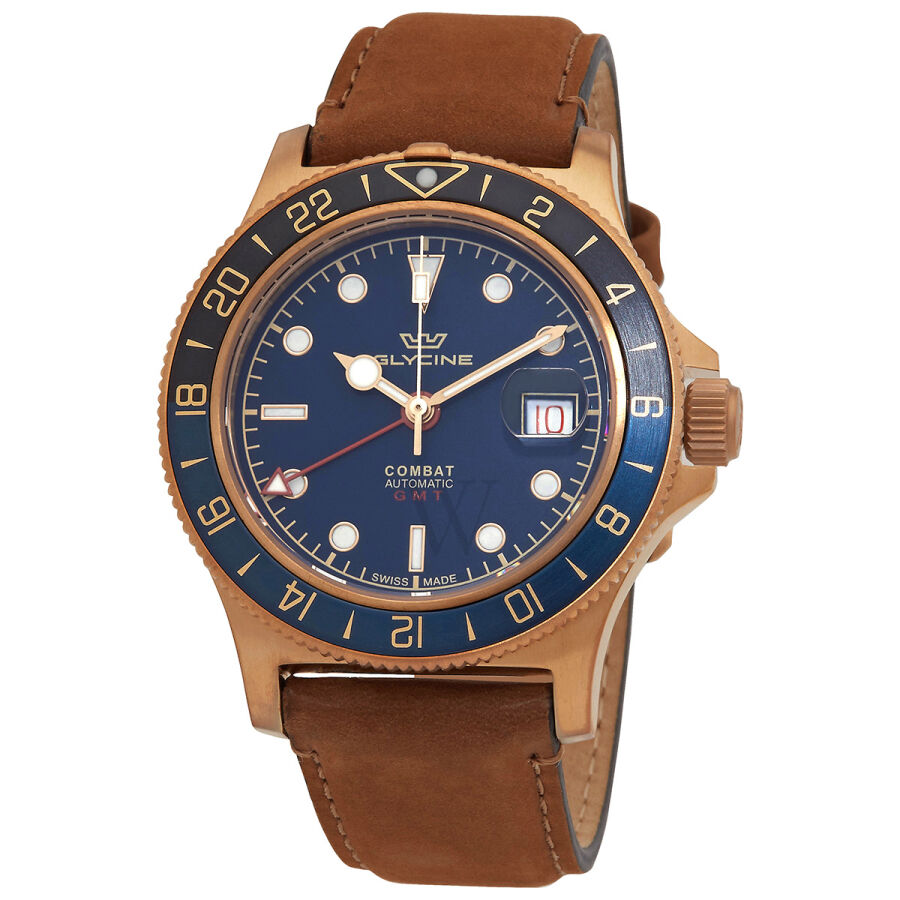 Men's Combat Sub Sport 42 Bronze Leather Blue Dial Watch