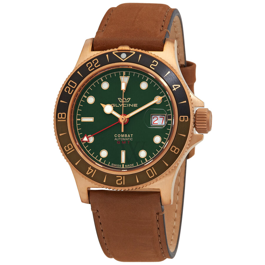 Men's Combat Sub Sport 42 Bronze Leather Green Dial Watch