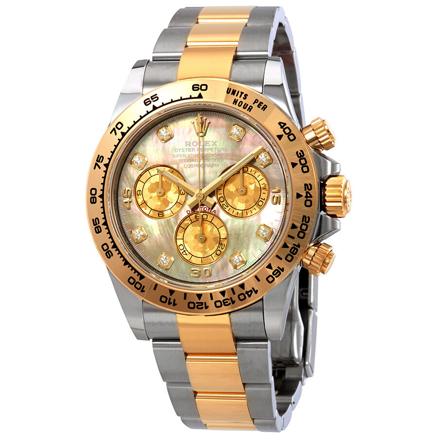 Men's Cosmograph Daytona Chronograph Stainless Steel and 18K Yellow Gold  Oyster Black Mother Of Pearl Dial Watch