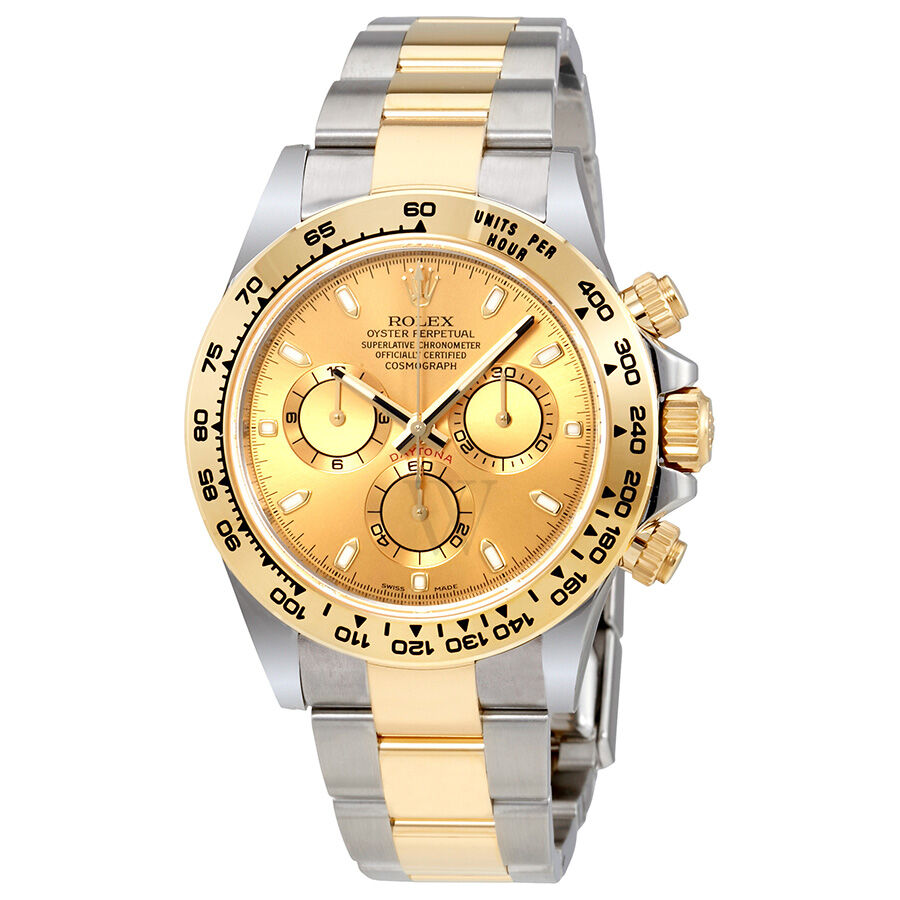 Men's Cosmograph Daytona Chronograph Stainless Steel with 18kt Yellow Gold  Oyster Champagne Dial Watch