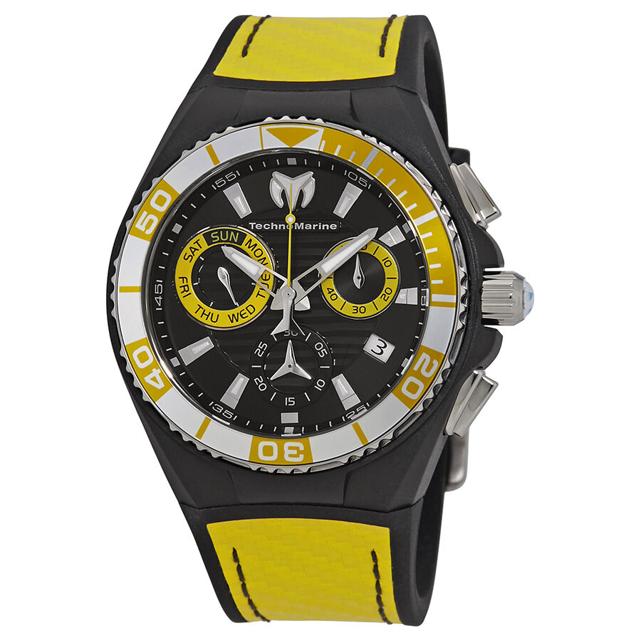 Men's Cruise Chronograph Silicone with a Yellow Polyurethane Nylon Top Black Dial Watch