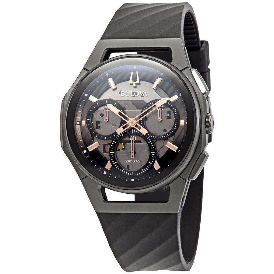 Men's Curv Chronograph Rubber Dark Gray Dial Watch