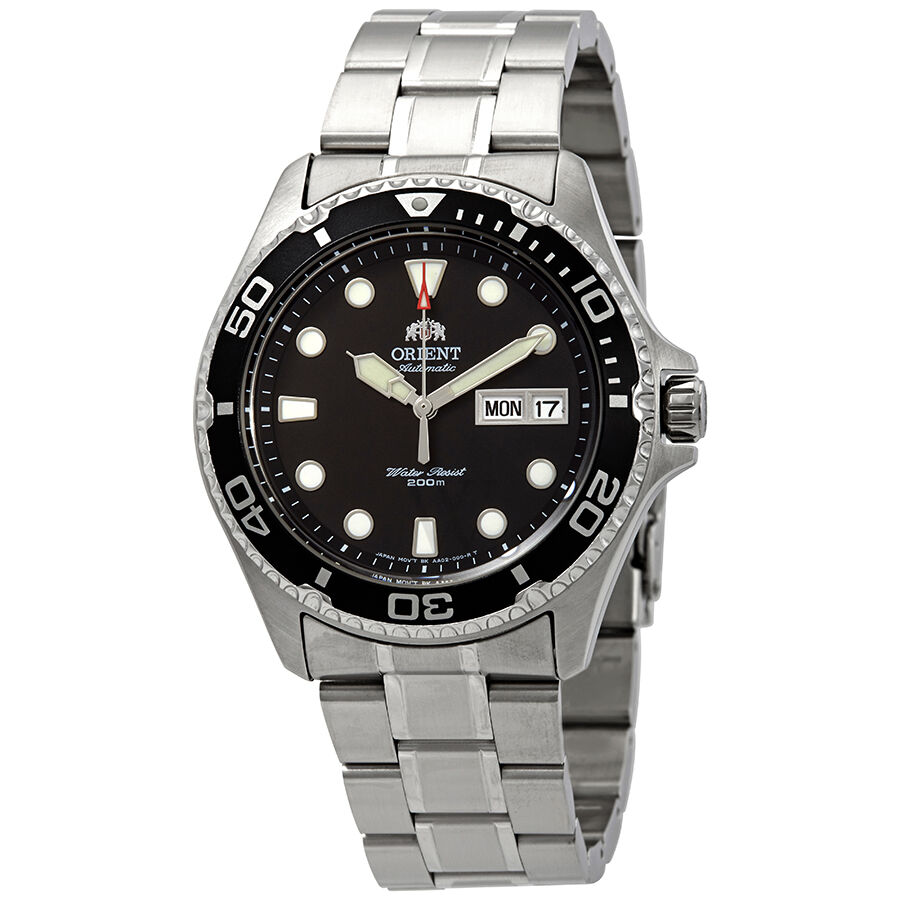 Men's Diver Ray II Stainless Steel Black Dial Watch