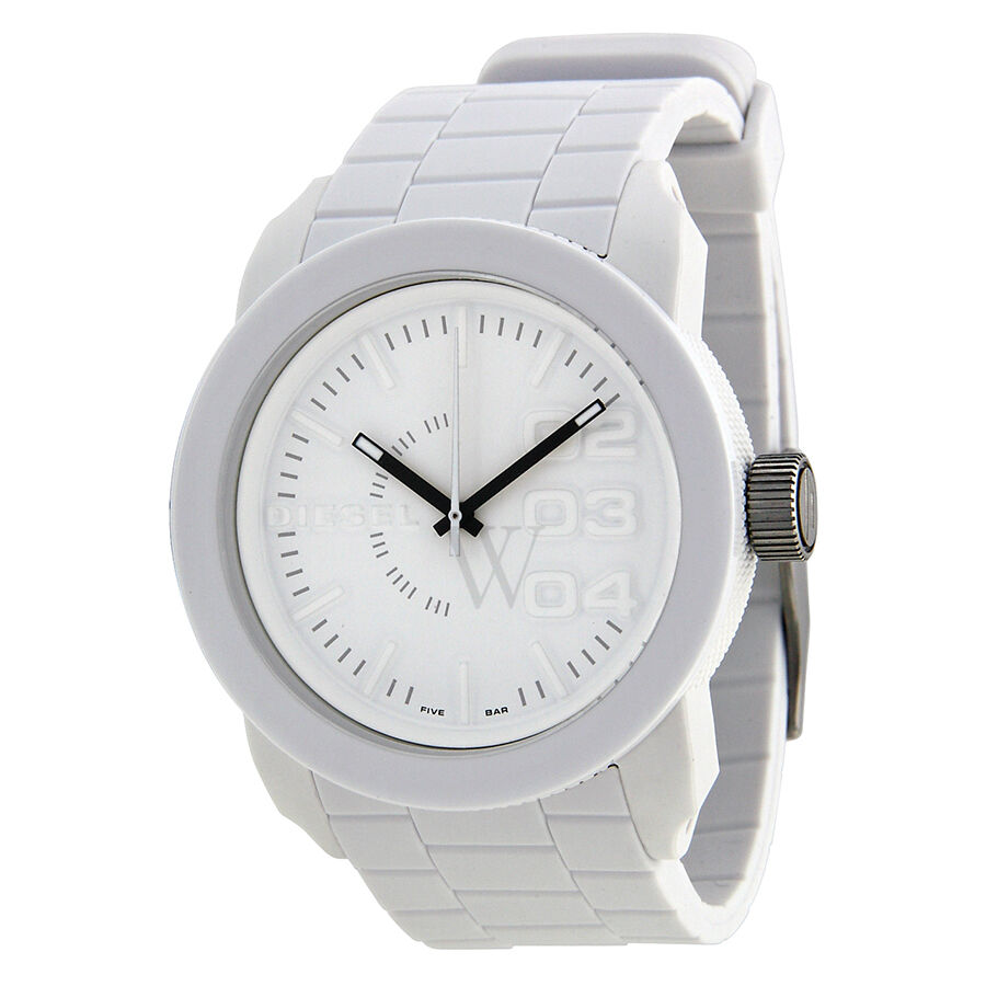 Men's Double Down Rubber White Dial Watch