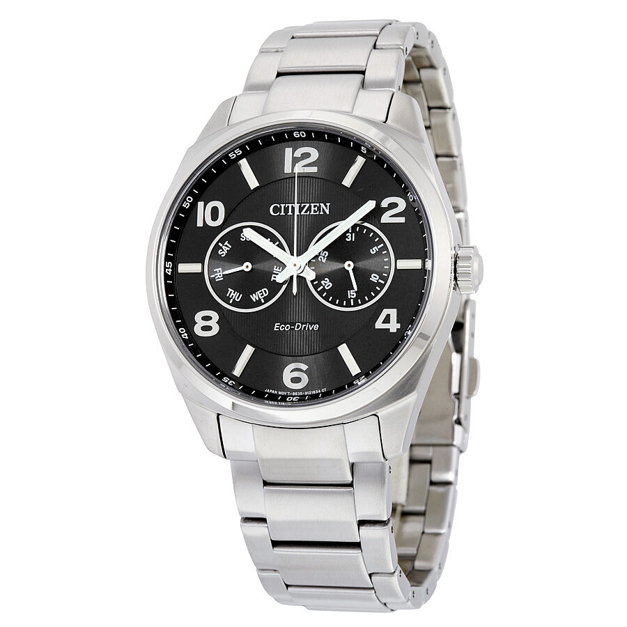 Men's Eco-Drive Stainless Steel Black Dial Watch