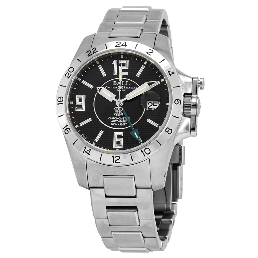 Men's Engineer Hydrocarbon Magnate Gmt Stainless Steel Black Dial Watch