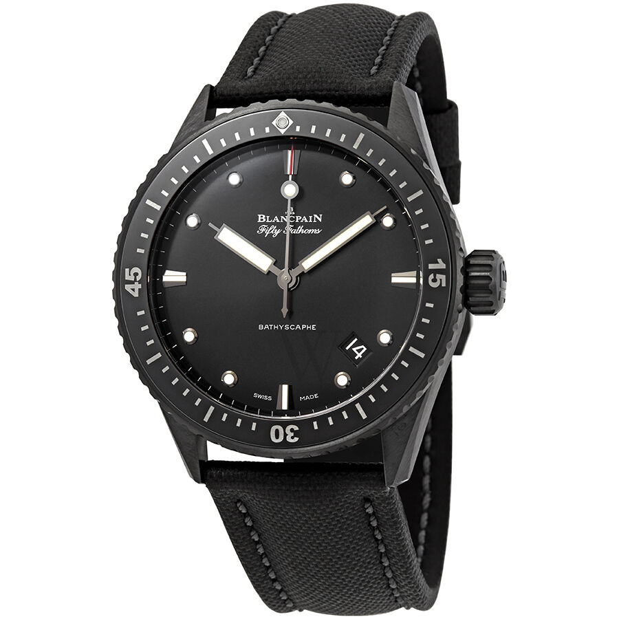 Men's Fifty Fathoms Bathyscaphe Fabric Black Dial Watch