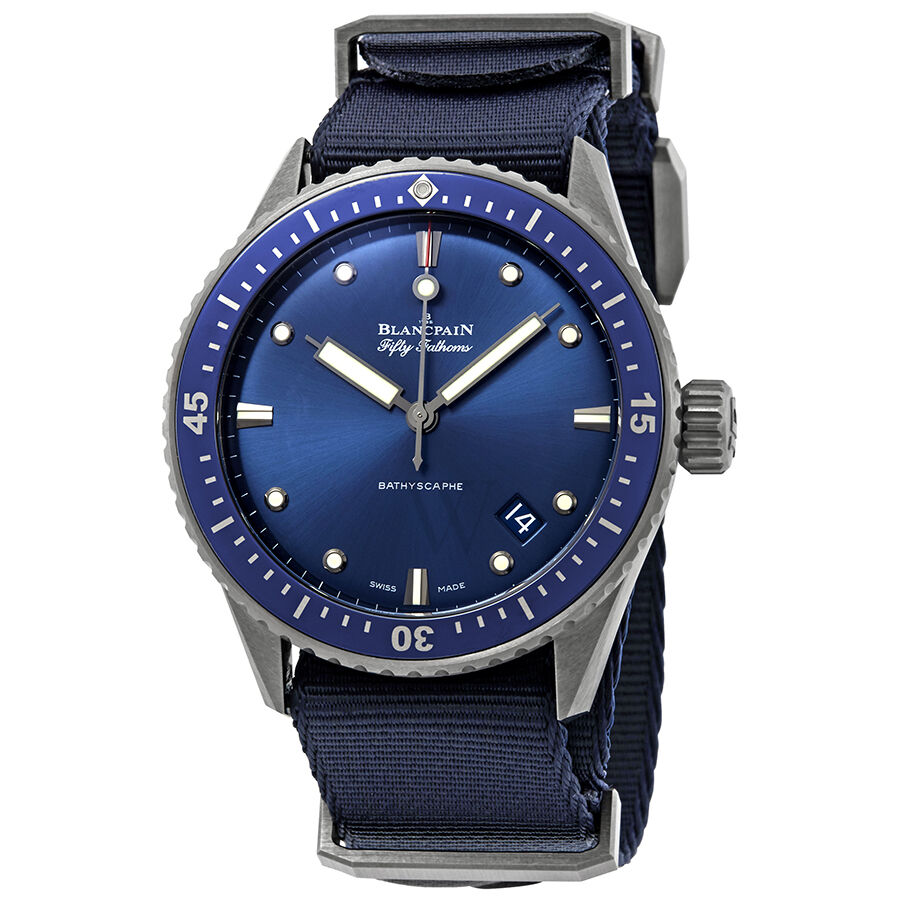 Men's Fifty Fathoms Bathyscaphe Fabric Blue Dial Watch